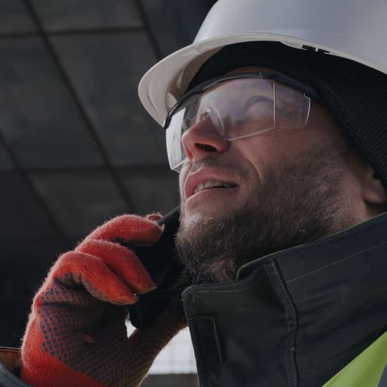 contractor answering his client call